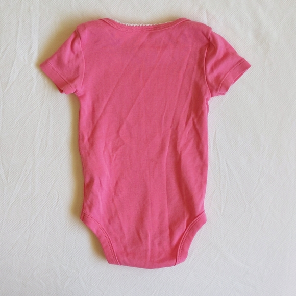 joe fresh 2-pack picot-trimmed pink & white bodysuit diaper shirts 6 months baby - Picture 7 of 7
